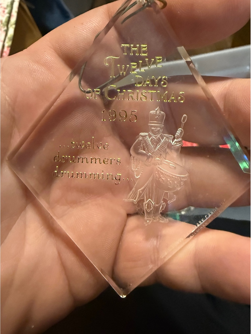 1995 The Twelve Days of Christmas Twelve Drummers Drumming Crystal Ornament